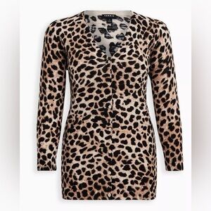 Torrid Leopard Print Textured Slub Boyfriend Cardigan Size 1X